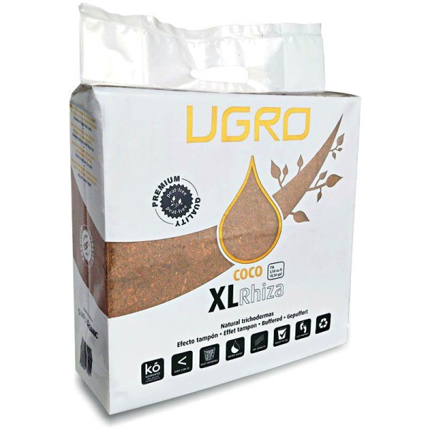 Brique de coco compressée XL RHIZA UGRO - 70L (enrichi en mycorhizes)