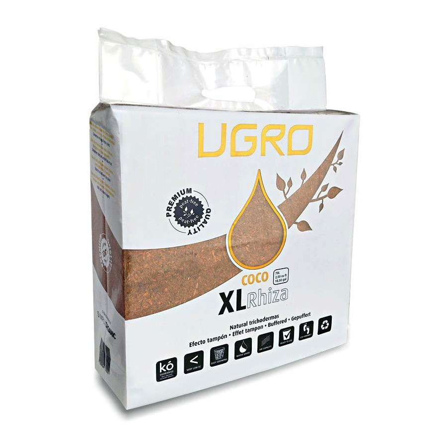 Brique de coco compressée XL RHIZA UGRO - 70L (enrichi en mycorhizes)