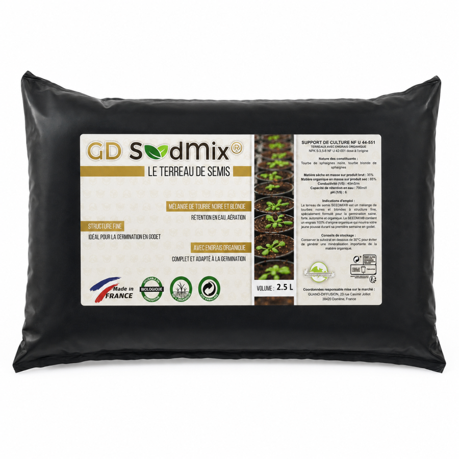 GD SeedMix - Terreau Semis 100% organique - GUANO DIFFUSION - 2.5L